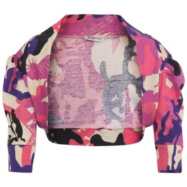 A2Z 4 Kids Kids Girls Ruched Sleeve Stylish Shrug Bolero Cropped Cardigans - Bolero Camo Baby Pink 13