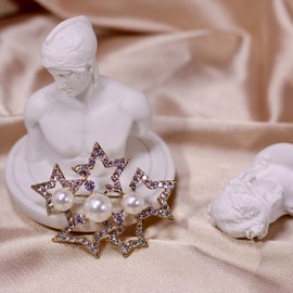 ROFARSO Starry Brooch Pins for Women Fashion Jewelry, Faux Pearl Accessory for Party Wedding Gift, Gift for Women Girl