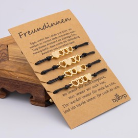 Bixorp Friendship Bracelet for 2/3/4 with Heart Pendants - BFF Bracelet for Girls & Women - Ideal Birthday Gift for Best Friend, Stone
