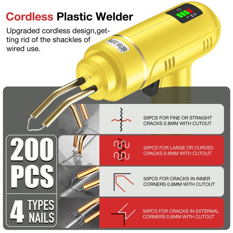 200W Cordless USB Rechargeable Plastic Welder,Plastic Welding Kit with 400PCS