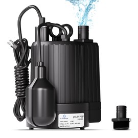 D-HONOR Sump Pump, Submersible Water Pump 1/3 HP 1600 GPH with Float Switch, Automatic Utility Pump for Pool, Pond, Garden, Flooded Basement, Aquarium, and Irrigation, with 10 Ft Power Cord