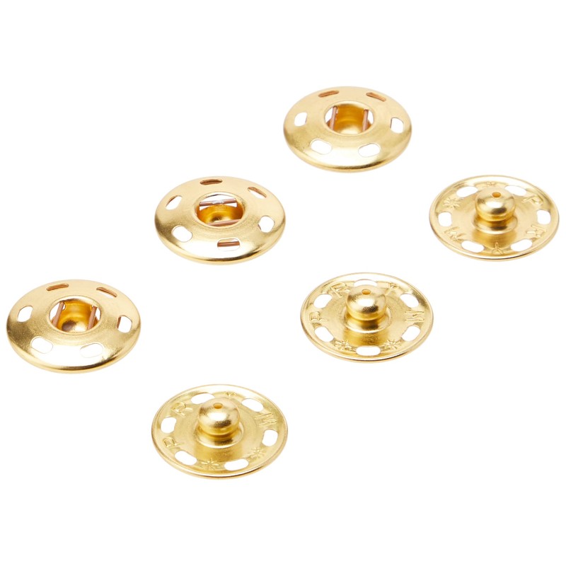 Prym PRYM_341812-1 Sew-On Snap Fasteners Brass Gold col 21 mm