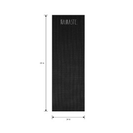 Rae Dunn Yoga Mat - High Density Foam Exercise and Fitness Mat for Workout or Stretching - Dual Sided Non Slip Cushion Grip - Portable, Travel Friendly for Home, Gym, Yoga Studio, Pilates - Black
