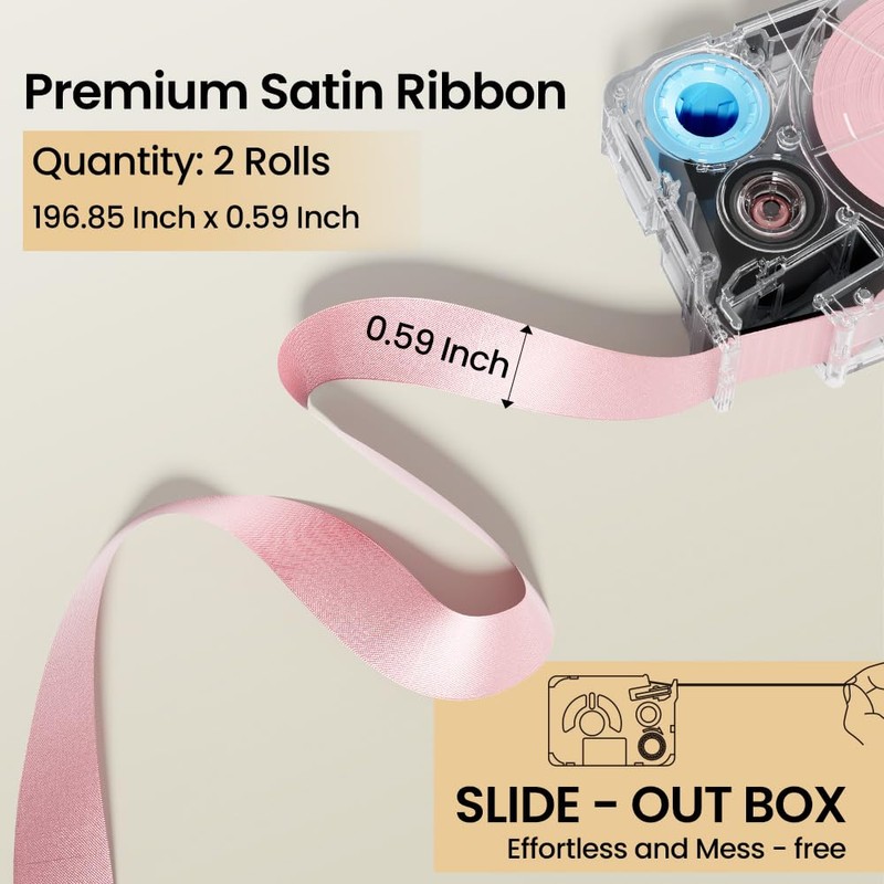 Phomemo A30 P15 Ribbon Label, Exclusive Embellish Pink Navy Beige