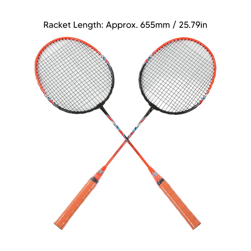 2 Player Badminton Racket Set Ferroalloy Integrated for Beginner Amateur