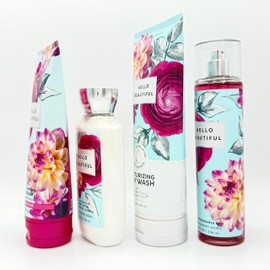 Hello Beautiful 4-Piece Bath Bundle | Ultimate Hydration Body Cream, Body Lotion, Moisturizing Body Wash and Fine Fragrance Mist