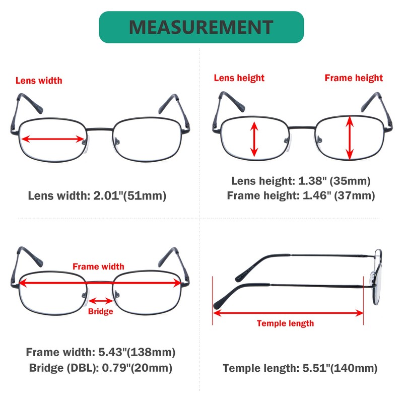 Eyekepper 4 Pairs Reading Glasses Metal Frame +2.25 Reader Eyeglasses