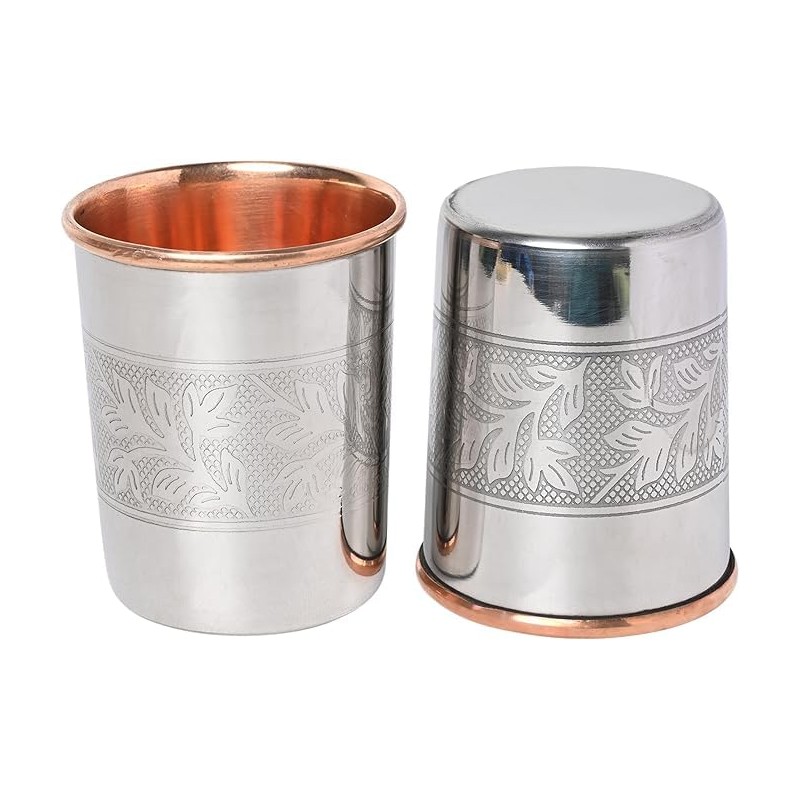 "ANCIENTIMPEX Set of 2 Stainless Steel Pure Copper Outside and