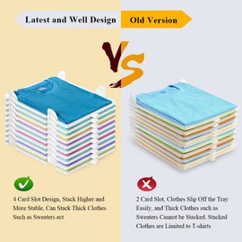 Accenter TShirt Organizer for Clothes Storage, Stackable Closet Organizer with Easy Access, Shirt Folder Board, Sturdy and Durable, Clothes Folder 10-Pack