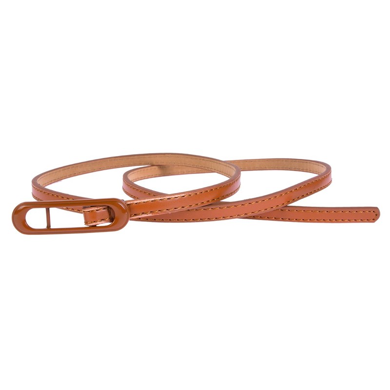 Damara Womens Skinny Center Large Bar Buckle Belt,Brown