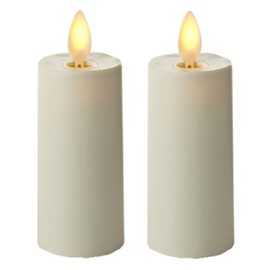 Set of 2 Flameless Votive Candles: 1.5"x 4.5"(4cm*11.4cm) Unscented Moving Wick Flame LED Battery-Operated ABS Plastic Votive Candles with Timer and Remote,Ivory
