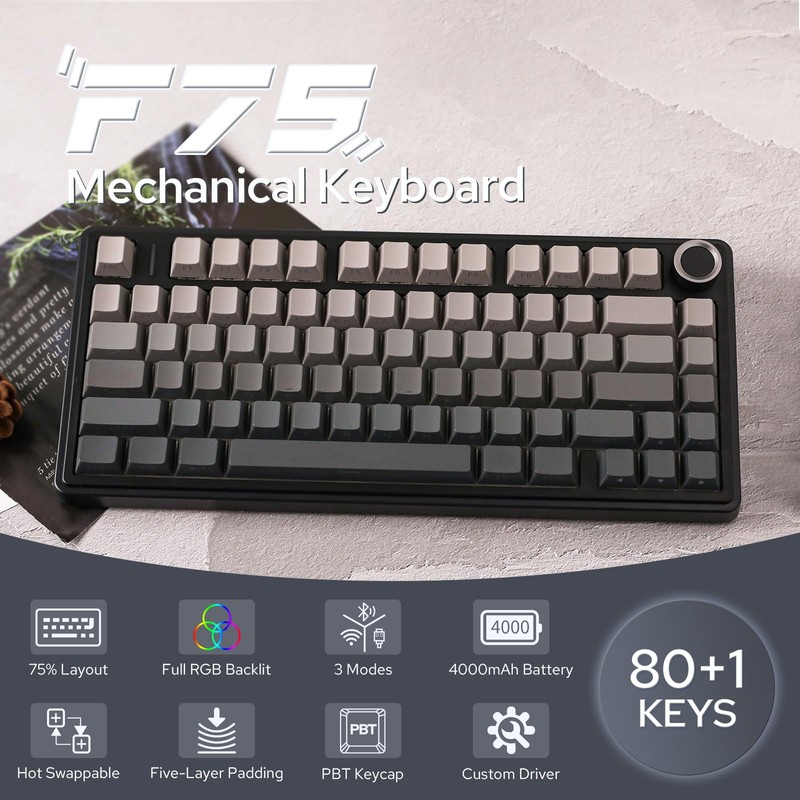 EPOMAKER x Aula F75 Gasket Mechanical Keyboard, 75% Wireless Hot