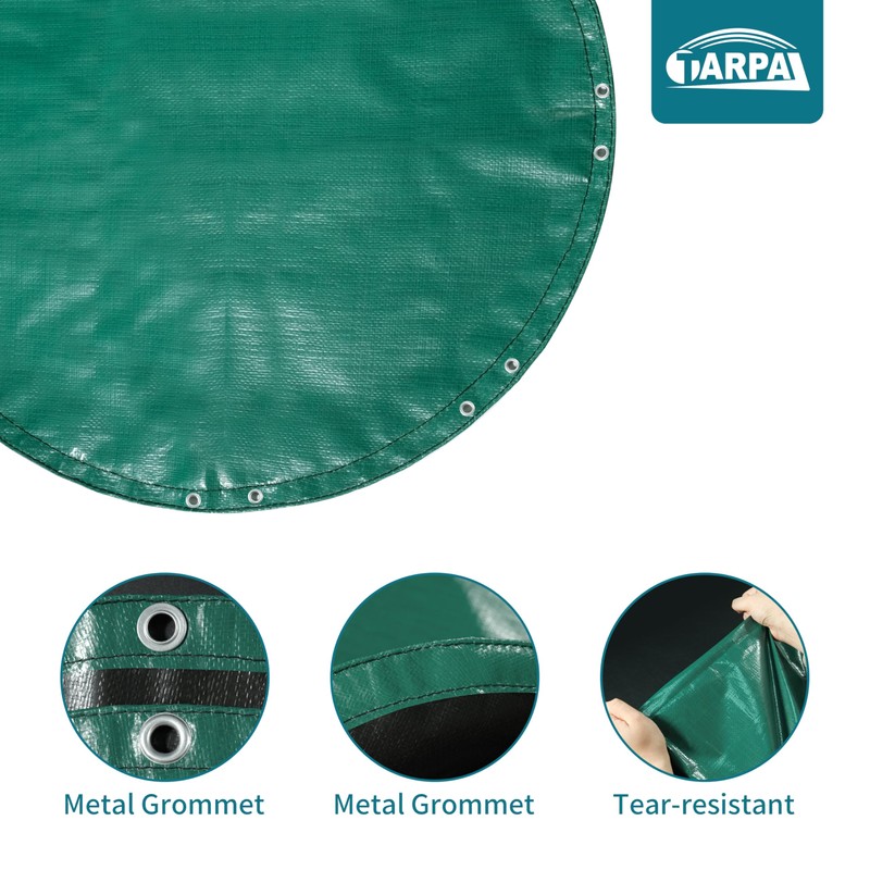 TARPAL 12ft Heavy Duty Round tarp Waterproof with Accessories 10mil