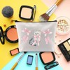 BLUPARK Funny Coquette Cat Makeup Bag Cute Painted Pink Ribbons