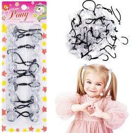 10 Pcs 20mm Ball Hair Ties Ponytail Holders Twinbead Bubble Balls Hair Accessories for Girls Kids Toddler (Glitter Clear Silver)
