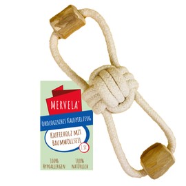 MERVELA® Cotton Chew Rope with Coffee Wood Bone for Dogs - Natural Chew Toy, Dental Care & Durable - For All Dog Sizes (Chew Rope 2)