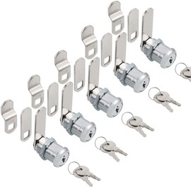 Cabinet Cam Locks Keyed Alike, 1” Cylinder Cam Locks for Tool Box RV Compartment Mailbox Vending Machine Drawer File Cabinet, Fits 3/4” Max Panel Thickness, Chrome Finish with 3 Cams and 2 Keys