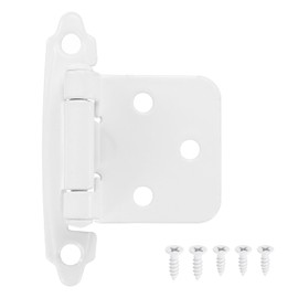 uxcell 1/2 Inch Overlay Cabinet Hinges, 6 Pcs Self Closing Flush Mount Cabinet Door Hinges with Door Bumper for Kitchen Bathroom Cabinet Doors Furniture, White