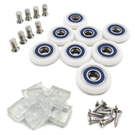 8 Pcs Diameter 25mm/1 inch Shower Door Wheel Shower Enclosure Runners Shower Rollers Shower Cubicle Wheels with Screws. 8 Pcs Transparent Anti-collision Block. Matching 304 Stainless Steel Screws