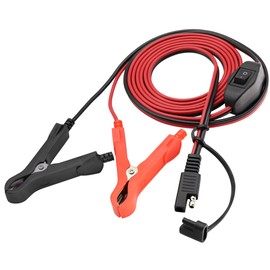 AAOTOKK SAE Extension Cable 16 AWG Wire Harness SAE to Battery Alligator Crocodile Clip12V DC Extension Cord with Switch Quick Connect/Disconnect Snap Action Cable(2.4m/7.8ft-Fuseless Box)