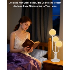 Lightdot Modern White Globe Table Lamp Dimmable Mid Century 3-Light Desk Lamp 3000K Warmwhite Nightstand Lamp for Bedroom Bedside End Table(G9 Bulb Included)