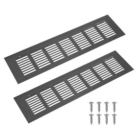 M METERXITY 2-Pack Door Vents for Interior Doors, 12 x 3 Inch/ 300 x 80mm Aluminum Alloy Ventilation Grille for Cabinet/Wardrobe/Shoe Cabinet, Rectangle Air Vent with 8 Screws [Black]