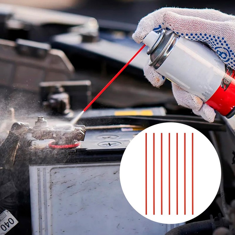 DC,CLISENCE 50 Pcs Red Spray Can Straw, Spray Can Extension,