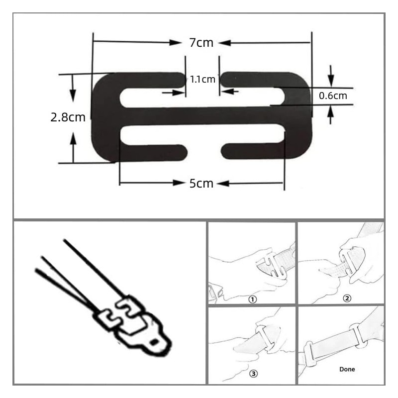 ISKIP Seat Belt Clips, Seatbelt-Adjusting Metal Lock Buckle, Safety Insert
