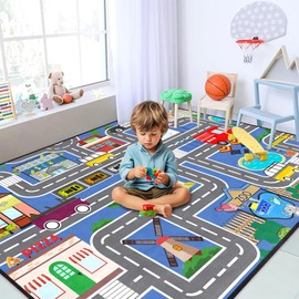 Kids Carpet City Play Mat - Cars Rugs for Boys Room Road Rug for Kids Car Track Rug for Bedroom Car Mat for Kids Toy Cars, 5x7 Feet