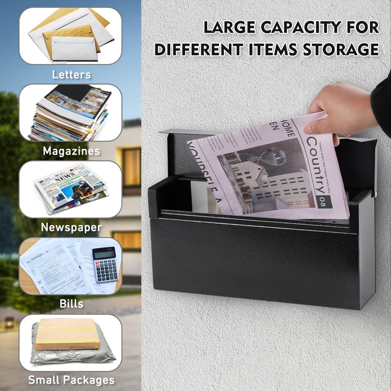 KYODOLED Wall-Mount Mailbox, Large Capacity Mail Box, Mailboxes for Outside,
