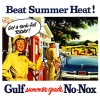 Beat Summer Heat Gulf No-Nox Gasoline Tin Fridge Magnet 2.5x