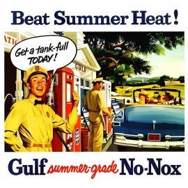 Beat Summer Heat Gulf No-Nox Gasoline Tin Fridge Magnet 2.5x 3.5" Laminated