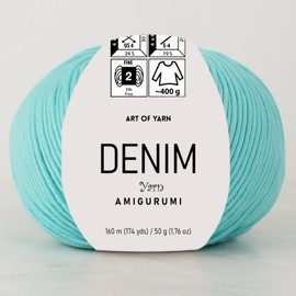 Art of Yarn Denim 55% Cotton, 45% Poliacrylic, 50g(1.76 Oz), 160m(174 Yds) Soft & Smooth Yarn Sport – Fine(2) for Crocheting, Knitting, Amigurumi, Baby Blankets, Baby Garments & More –1 Skein 99981