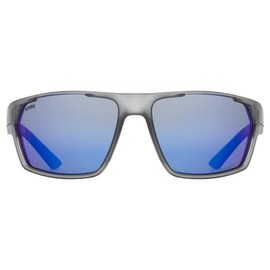 uvex Sportstyle 233 P - Sports Glasses for Men and Women - Polarized - Mirror Effect - Smoke Matt/Blue - One Size