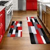 FNLNDO Red Black Grey White Kitchen Rugs and Mats Set