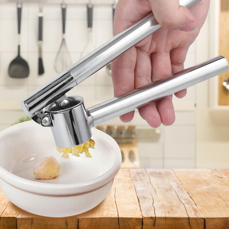 Stainless Steel Manual Food Garlic Press Crusher Mincer Squeezer Household