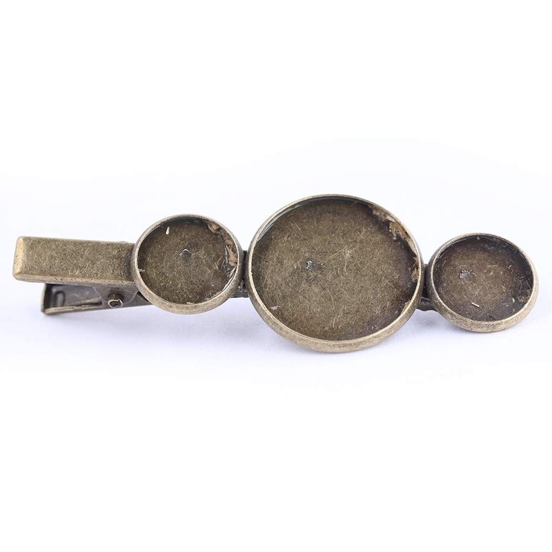 Reidgaller 10pcs Antique Bronze Metal 12mm 20mm Cabochon Hair Clip