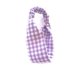 Gingham Headband. Child Sized. Suit Child Age 4 To 10 Years. Infant to Junior School Age. Soft Padded. Lilac