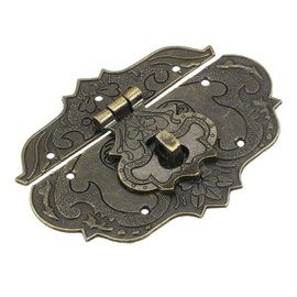 sourcing map Hasp Clasp Latch Lock, 97 x 78mm Decorative Retro Toggle Latch Zinc Alloy Hasp Lock for Jewelry Box Suitcase Toolbox Wooden Case, Bronze