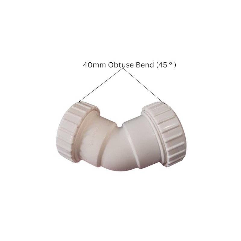 Waste Compression 45 Degree Bend Elbow - White 45 Degree