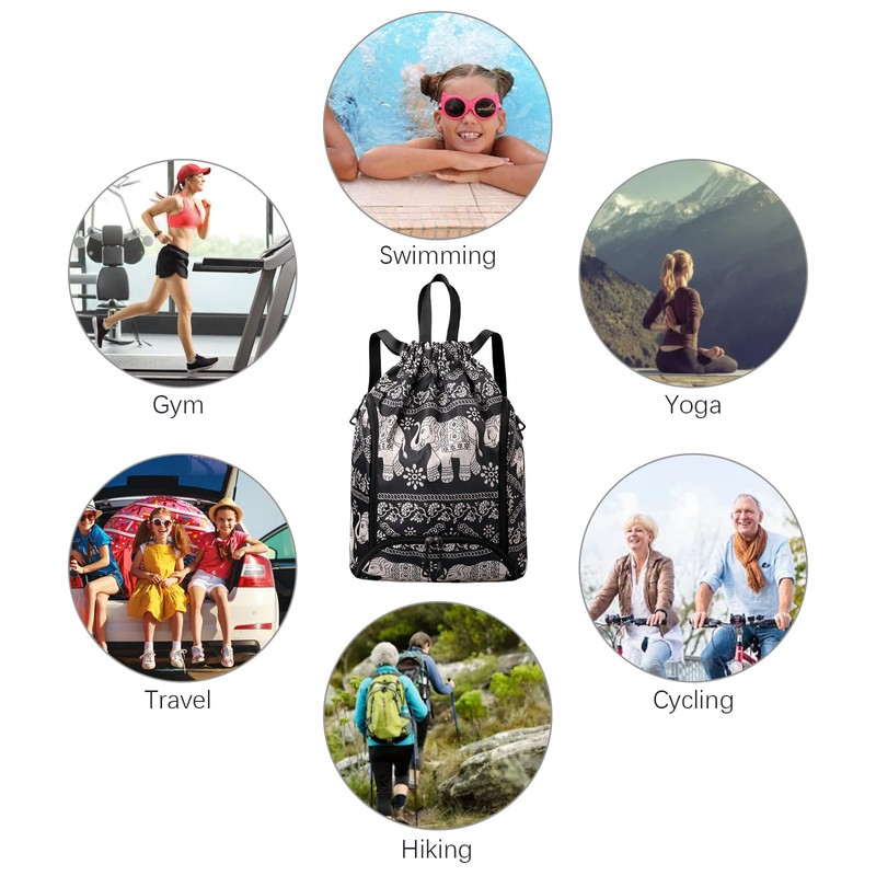 FAVORTALK Waterproof Drawstring Bag Multi- Purpose Drawstring Backpack for Beach