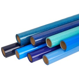 FUNKAKA Blue Heat Transfer HTV Vinyl Bundle, 8 Rolls 12" x 3ft Iron On Vinyl for T-Shirt 8 Assorted Blue Colors HTV for All Cutter Machines Easy to Cut