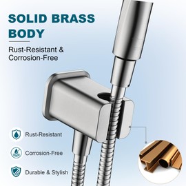 BRIGHT SHOWERS Wall Supply Elbow with Shower Head Bracket for Handheld Shower Head, Brass Core Wall Mounted Water Outlet, G1/2 Connector, Brushed Nickel