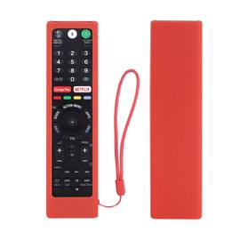 CHUNGHOP Protective Silicone Remote Case for Sony RMT-TX102U RMF-TX200U RMT-TX200U RMF-TX300U Smart Android TV Voice Remote Controller Washable Anti-Lost Remote Cover with Loop (Red)