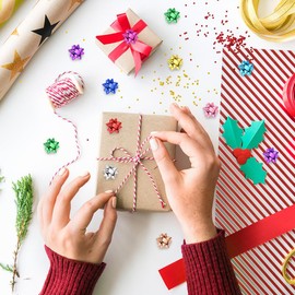 Pendant of Luck 110 Pcs Shiny Decorate Bows for Gift Wrapping, 1 in Mini Gift Wrap Bows for Valentines Decor, Hanukkah, Birthdays, Weddings, Bridal Showers, Baby Showers Occasion (Metallic Color)