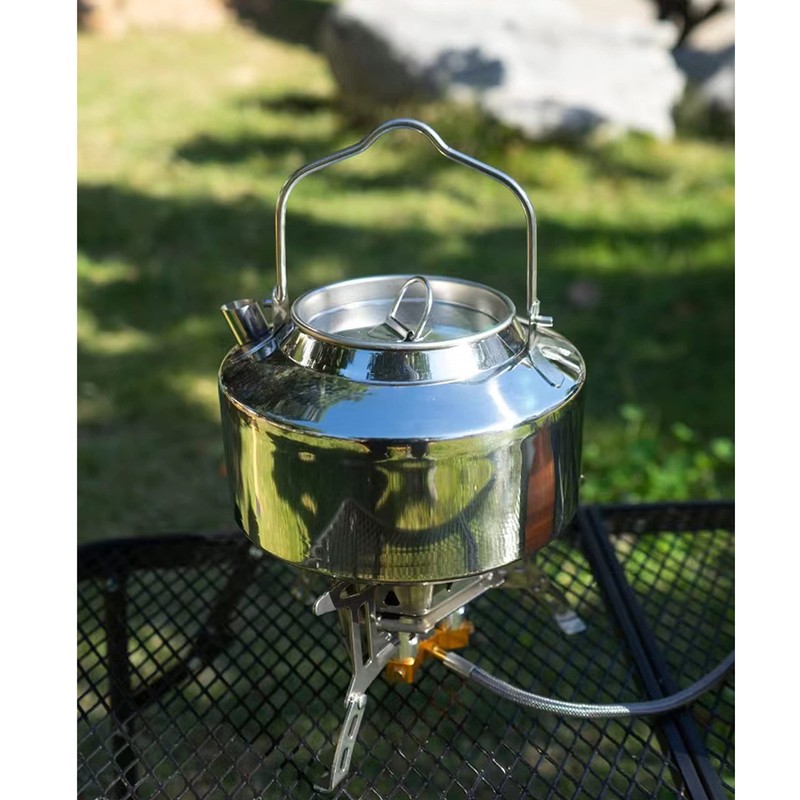 1.2L Camping Stainless Steel Tea Kettle Outdoor Hiking Picnic Pot