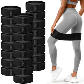 Bunnycool 24 Pcs Fabric Resistance Bands for Working Out Strength Exercise Bands for Women Men Resistance Loop for Legs and Butt, Yoga, Pilates, Rehab, Fitness and Home(Black,Heavy Resistance)