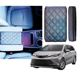 EMZ Leather Center Console Armrest Cushion Pad Accessories for Toyota Sienna 2021 2022 2023 2024 2025 (Brown)