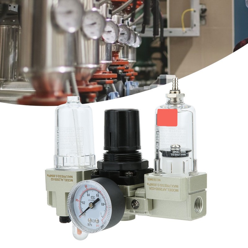 Air Oil Water Separator Triplet Automatic Drainage Pressure Regulator Aluminum