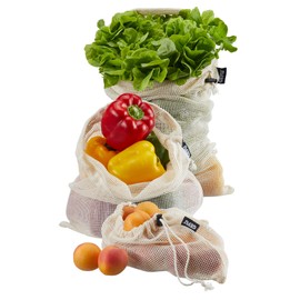 GEFU AWARE, 12717 Fruit and Vegetable Net, 3 Pieces, Size S, M, L, Reusable Vegetable Bags, Zero Waste, Sustainable, Organic